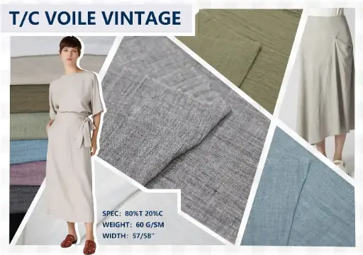 [80T 20C] T/C VOILE VINTAGE